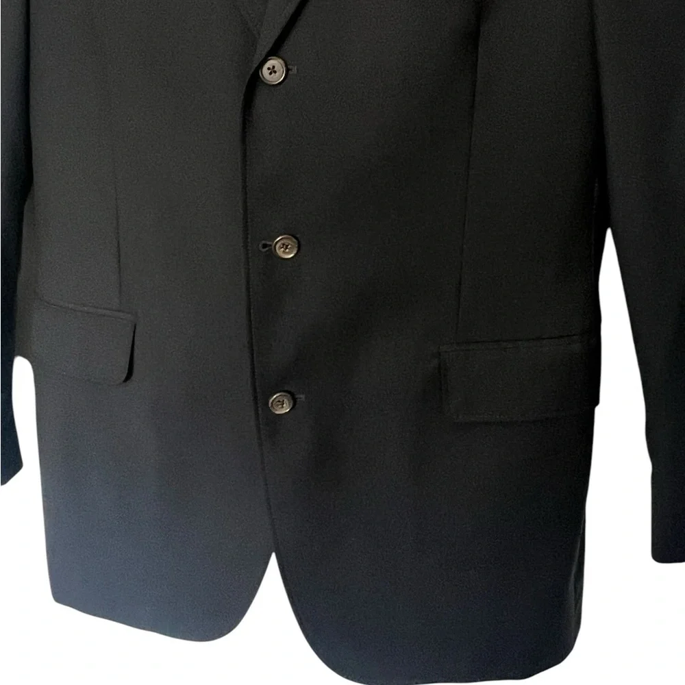 J Crew Italian Wool Blazer 42L Navy Blue 3 Button Classic Tailored Old Money
